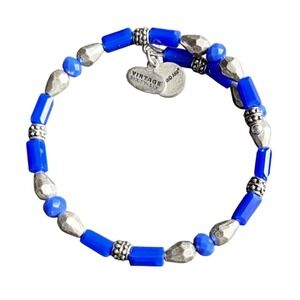Alex and Ani Vintage Sixty Six (Vintage 66) collection Blue Beaded Wrap Bracelet